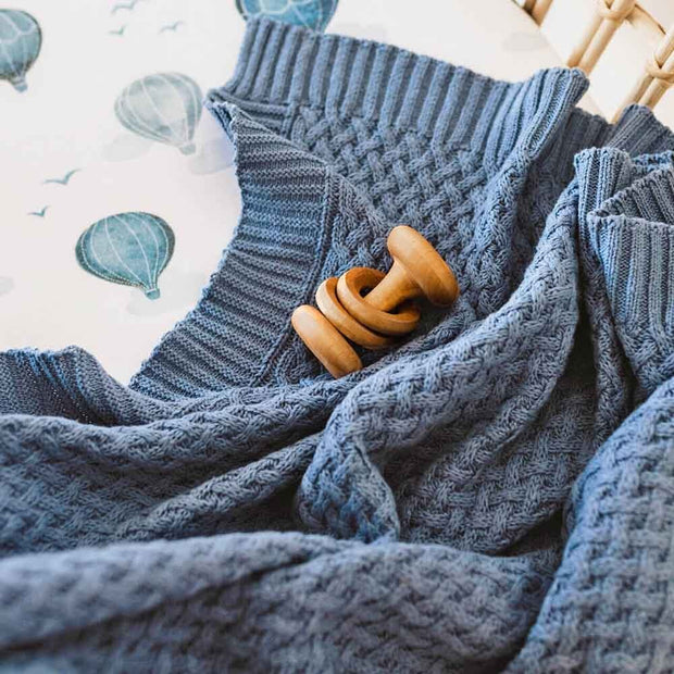 Diamond Knit Organic Baby Blanket - River