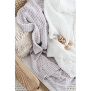 Diamond Knit Organic Baby Blanket - Warm Grey