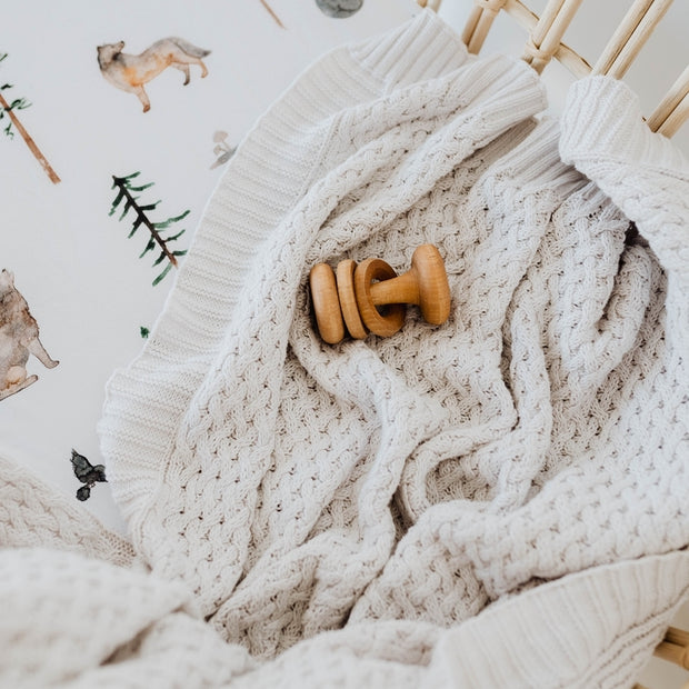 Diamond Knit Organic Baby Blanket - Warm Grey