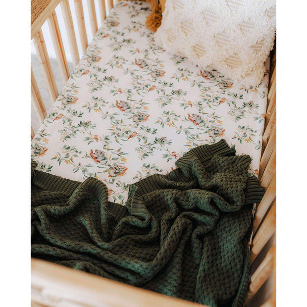 Diamond Knit Organic Baby Blanket - Olive