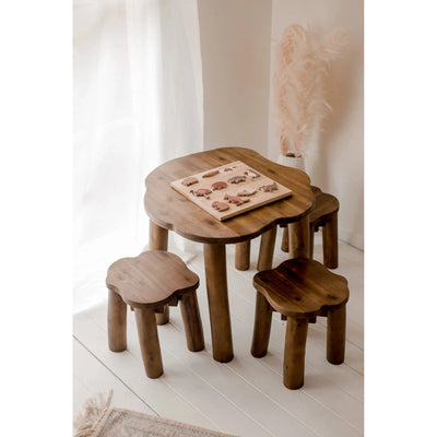 Hardwood Tree Table and Stools