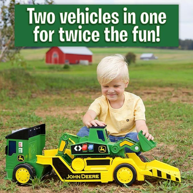 John Deere 60cm Motorised Lights & Sounds 2-n-1 Mega Mover & Tracked Digger