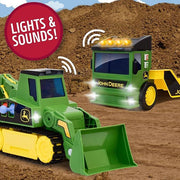 John Deere 60cm Motorised Lights & Sounds 2-n-1 Mega Mover & Tracked Digger