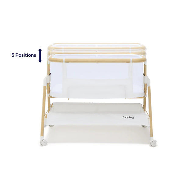 Alfie Bedside Bassinet - White/Natural