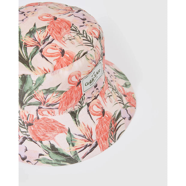 Goldie Linen Bucket Hat - Flamingo Peach