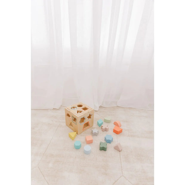 Wooden Shape Sorting Cube Wooden shape sorting cube