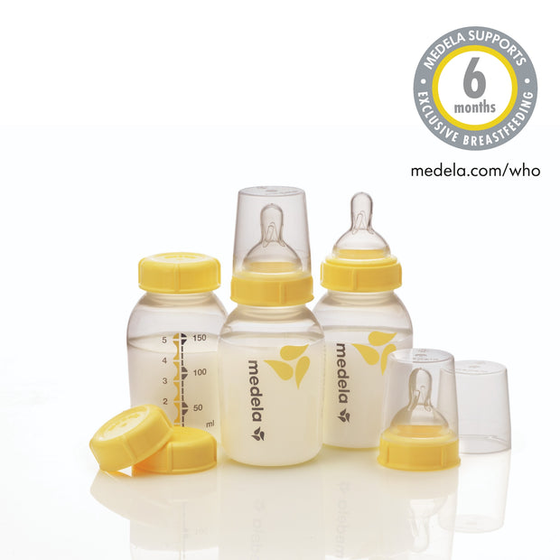 Breastmilk Bottle 150ml with Wide Base Slow Flow Teat - 3 pack