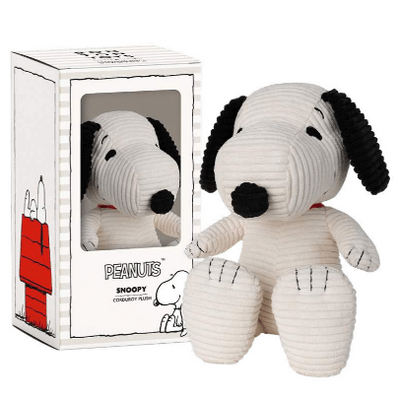 Snoopy Sitting Corduroy Cream In Gift Box 27cm