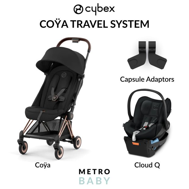 Coya Travel Pram + Cloud Q Capsule and Adaptors