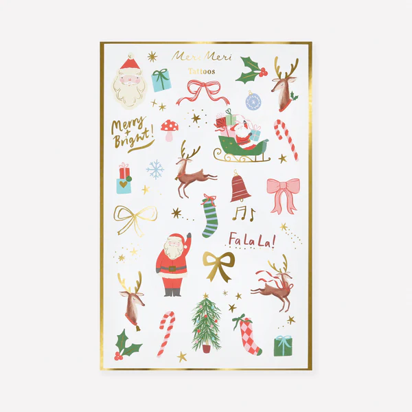 Christmas Mixed Icon Temporary Tattoos (Pack of 2)