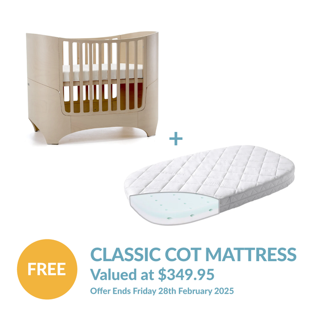 Leander Classic Cot - Whitewash + FREE MATTRESS