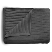 Ribbed Knitted Baby Blanket - Dark Gray Melange