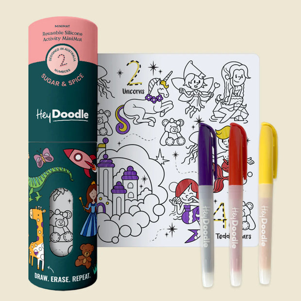 Hey Doodle Reusable Colouring Silicone Mini Mat VARIOUS DESIGNS