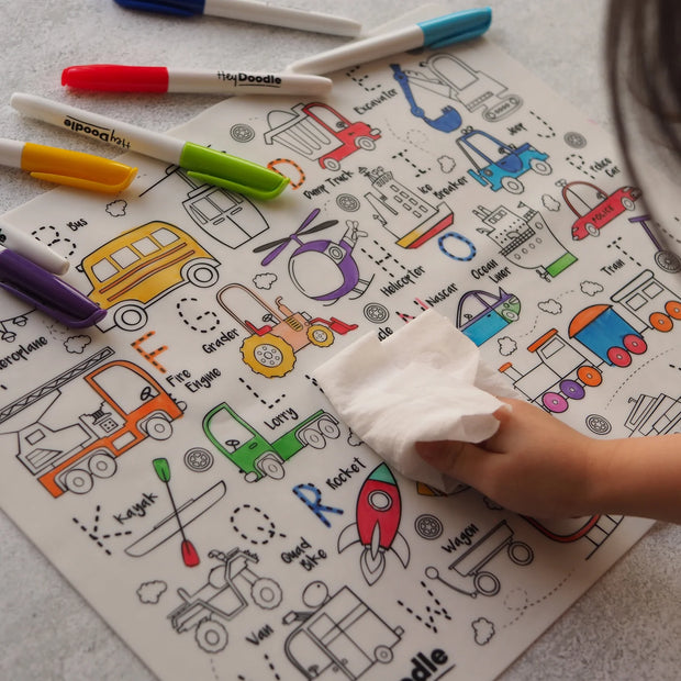 Hey Doodle Reusable Colouring Silicone Placemat VARIOUS STYLES