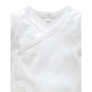 Pointelle Long Sleeve Wrap Bodysuit - White