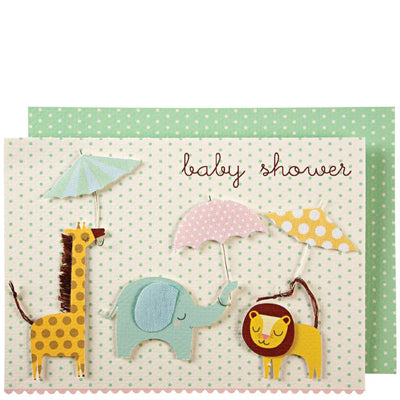 Animals & Umbrellas Baby Card