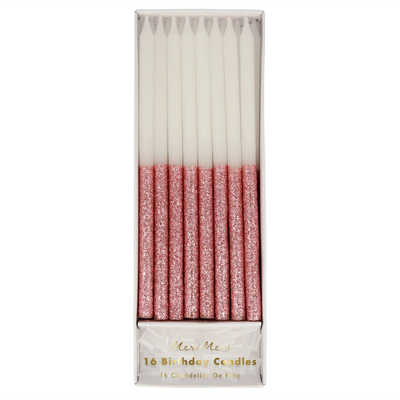 Dusky Pink Glitter Dipped Candles