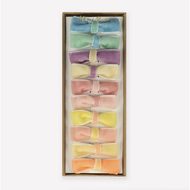 Pastel Velvet Mini Bow Clips