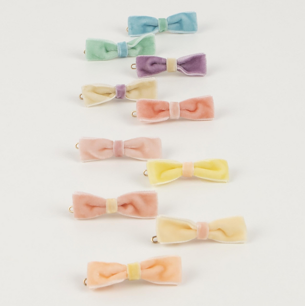 Pastel Velvet Mini Bow Clips