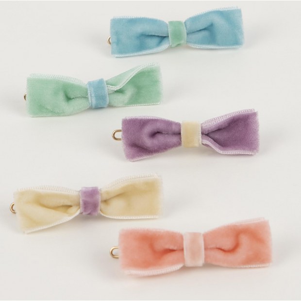 Pastel Velvet Mini Bow Clips