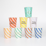 Stripe Happy Birthday Cups