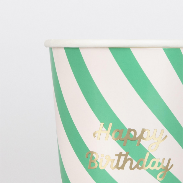 Stripe Happy Birthday Cups