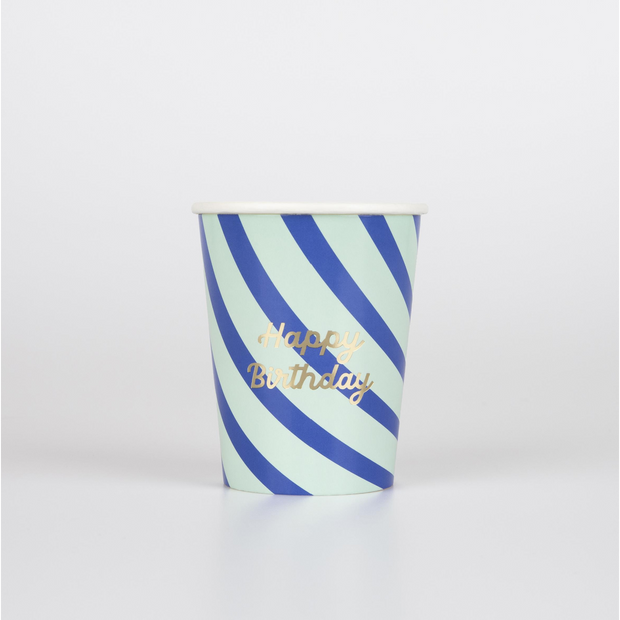 Stripe Happy Birthday Cups
