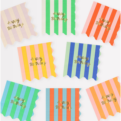Stripe Happy Birthday Small Napkins