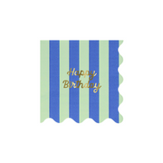Stripe Happy Birthday Small Napkins
