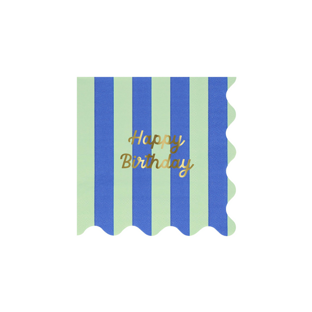 Stripe Happy Birthday Small Napkins