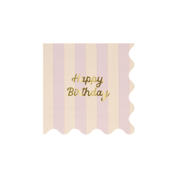 Stripe Happy Birthday Small Napkins