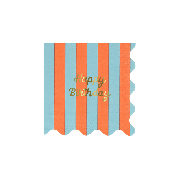 Stripe Happy Birthday Small Napkins