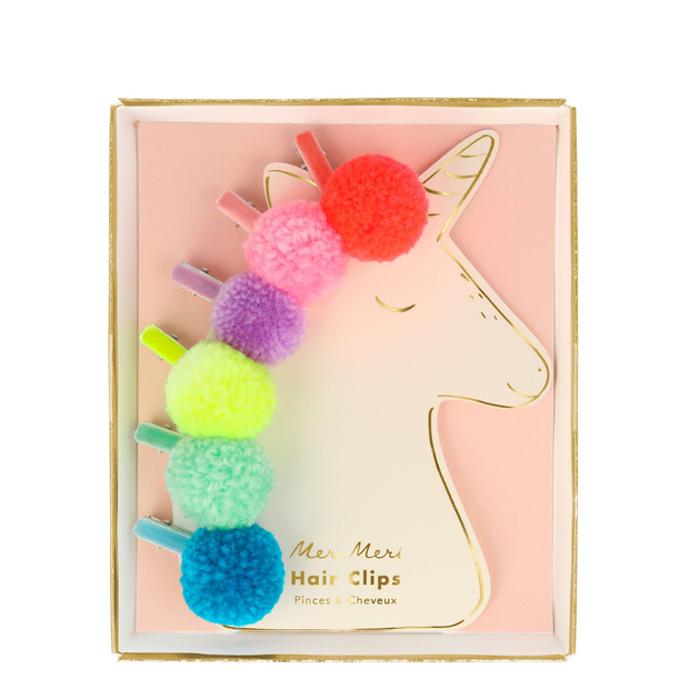 Pompom Unicorn Hair Clips