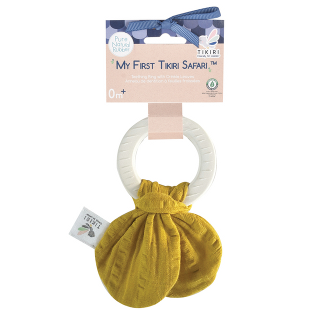 Natural Rubber Teether with Muslin Tie