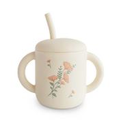 Silicone Training Cup + Straw VARIOUS COLOURS