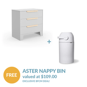 Hague Chest 3 Drawer + FREE Aster Nappy Bin