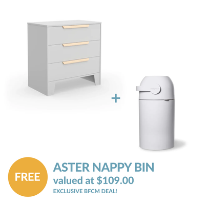 Hague Chest 3 Drawer + FREE Aster Nappy Bin