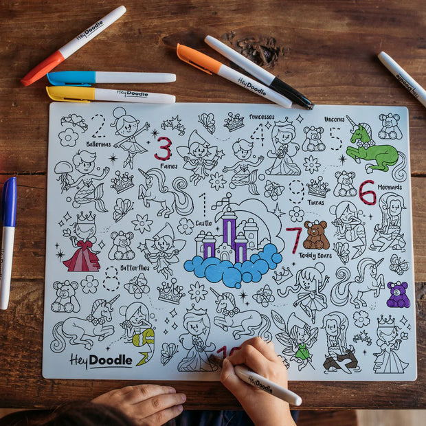Hey Doodle Reusable Colouring Silicone Placemat VARIOUS STYLES