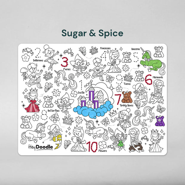 Hey Doodle Reusable Colouring Silicone Placemat VARIOUS STYLES