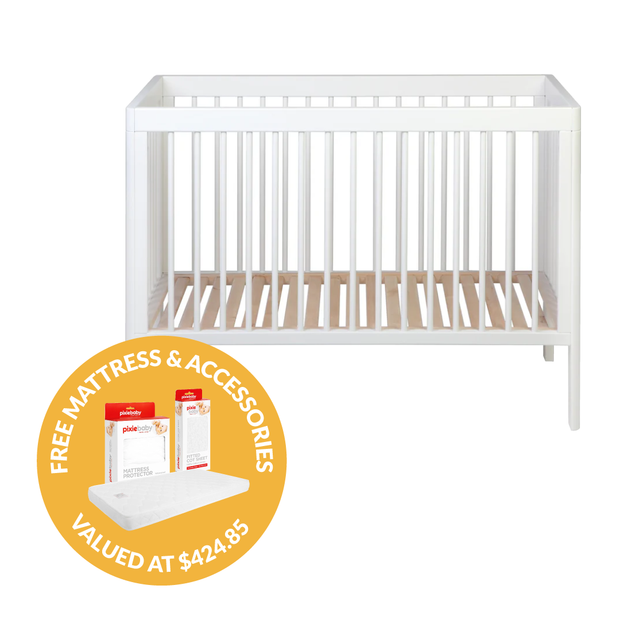 Lukas Cot (All White) + FREE MATTRESS + ACCESSORIES