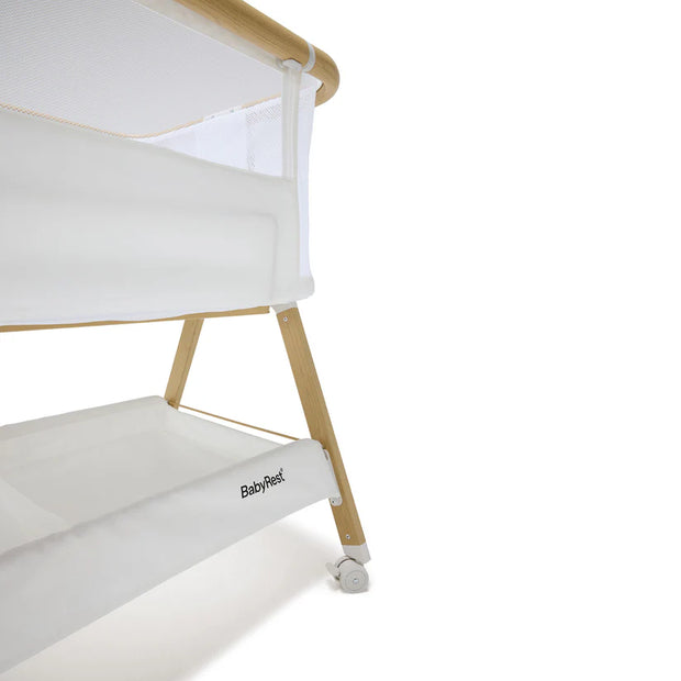 Alfie Bedside Bassinet - White/Natural