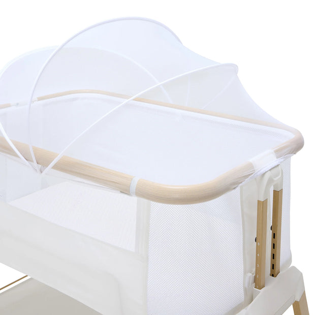 Alfie Bedside Bassinet - White/Natural