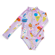 Long Sleeve Zip Bather - Sundae Fun Day