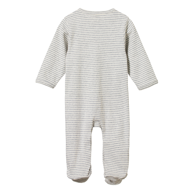 Cotton Stretch and Grow - Grey Marl Stripe