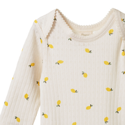 Pointelle Long Sleeve Bodysuit - Lemon Print