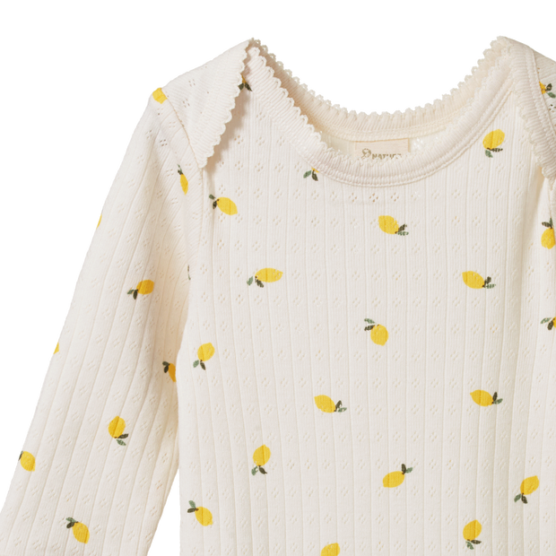 Pointelle Long Sleeve Bodysuit - Lemon Print