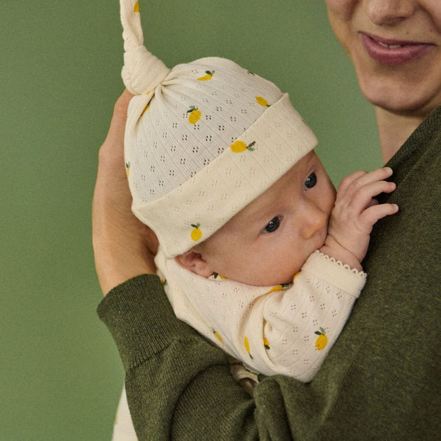 Pointelle Long Sleeve Bodysuit - Lemon Print