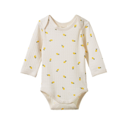 Pointelle Long Sleeve Bodysuit - Lemon Print