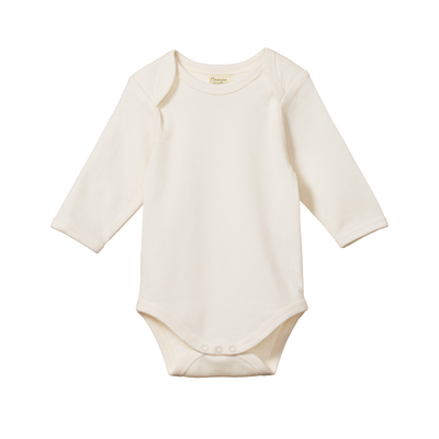 Organic Cotton Long Sleeve Bodysuit - Natural