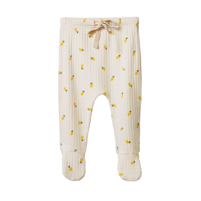 Pointelle Footed Rompers - Lemon Print